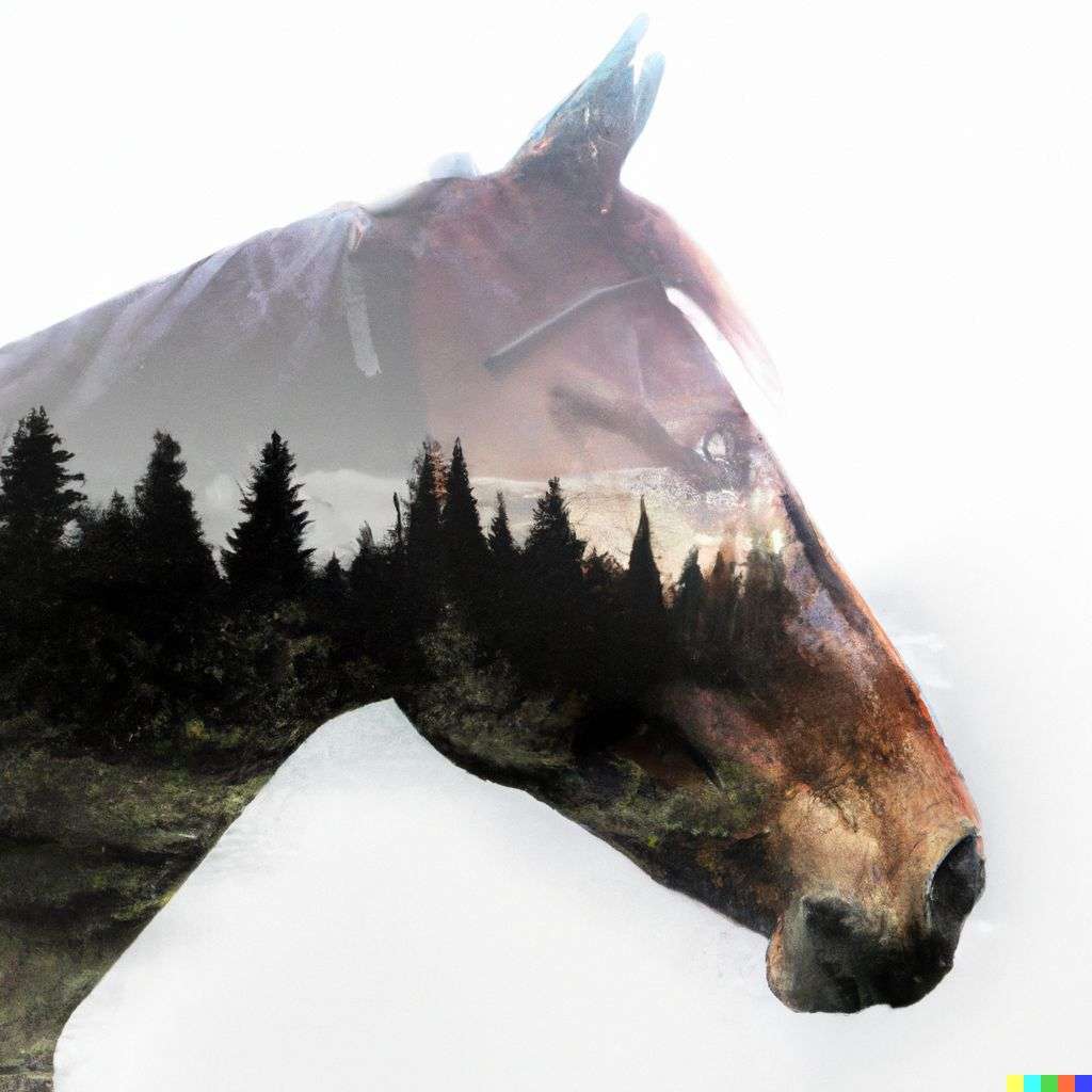 a horse, photograph, double exposure